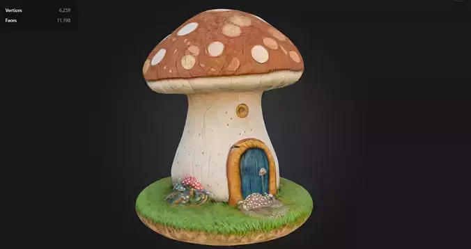 Mushroom House Stylized Fantasy Cottage