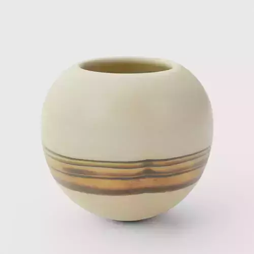 Hand Blown Frosted Art Glass Vase with Multi Color Stripe