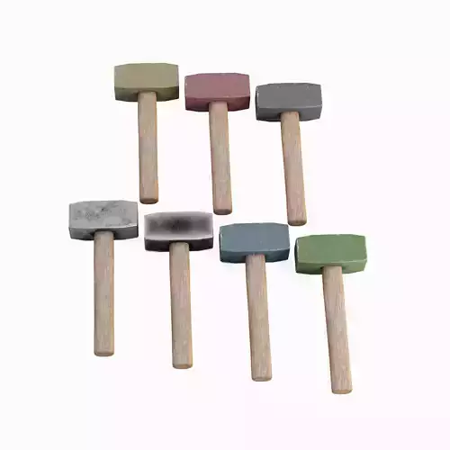 Industrial Wooden Hammer Set Low-poly 3D model