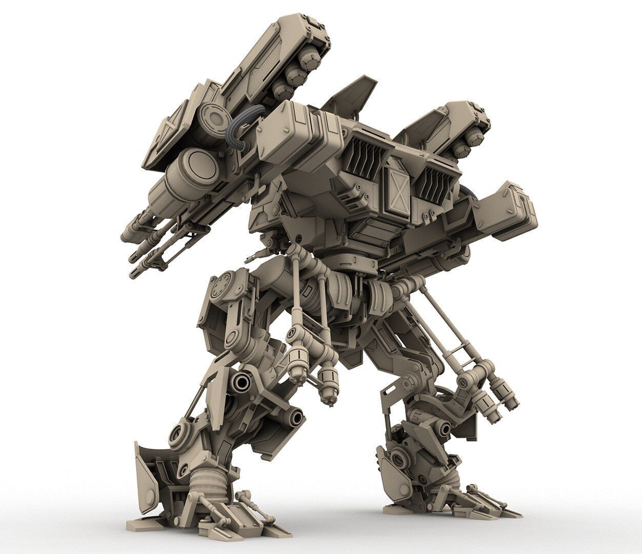 WARRIOR Robot  Low-poly 3D model_9