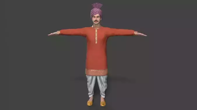 indian character Low-poly 3D model