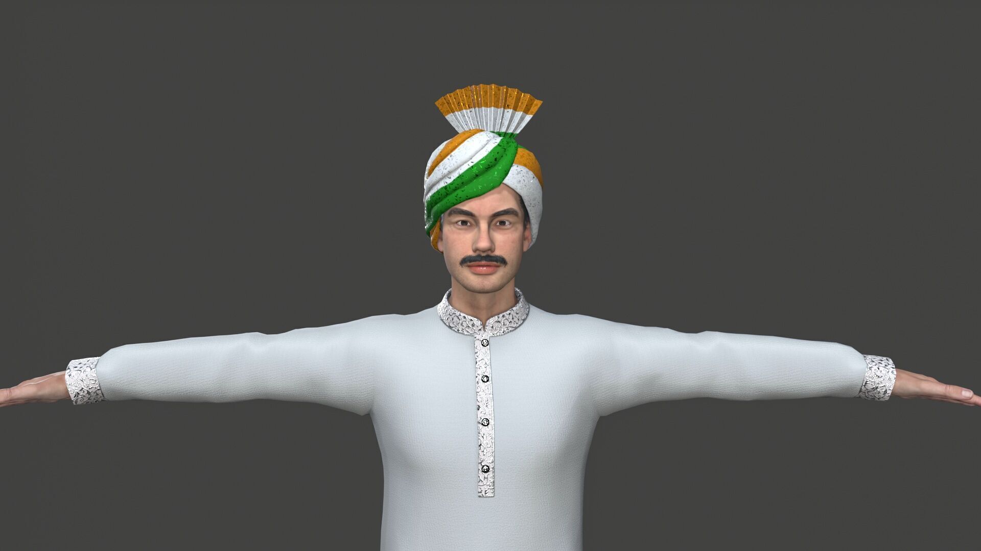 indian character Low-poly 3D model_6