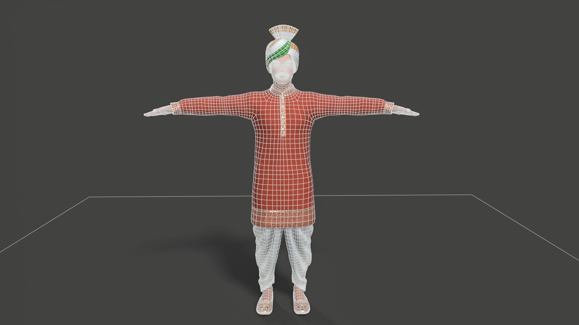 indian character Low-poly 3D model_17