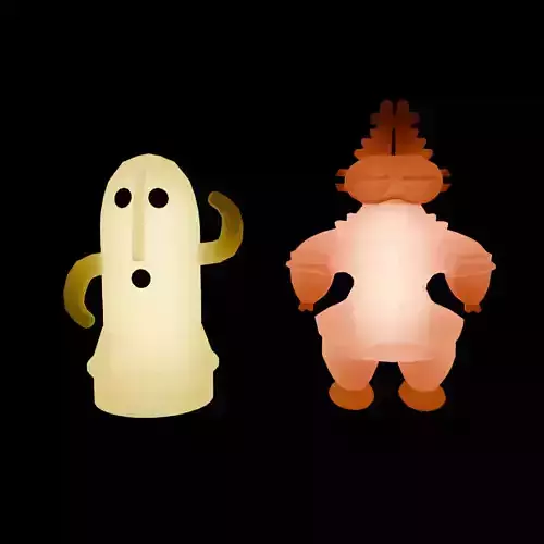 Indirect lighting of haniwa and Earth figurine