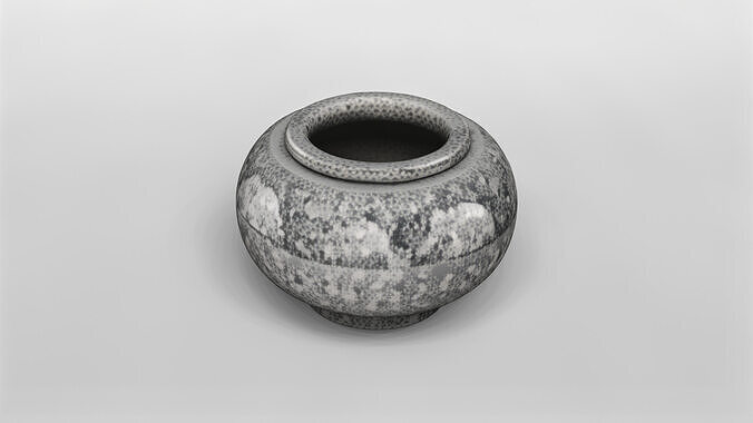 Polished Granite Decorative Vase 3D Model 3D model