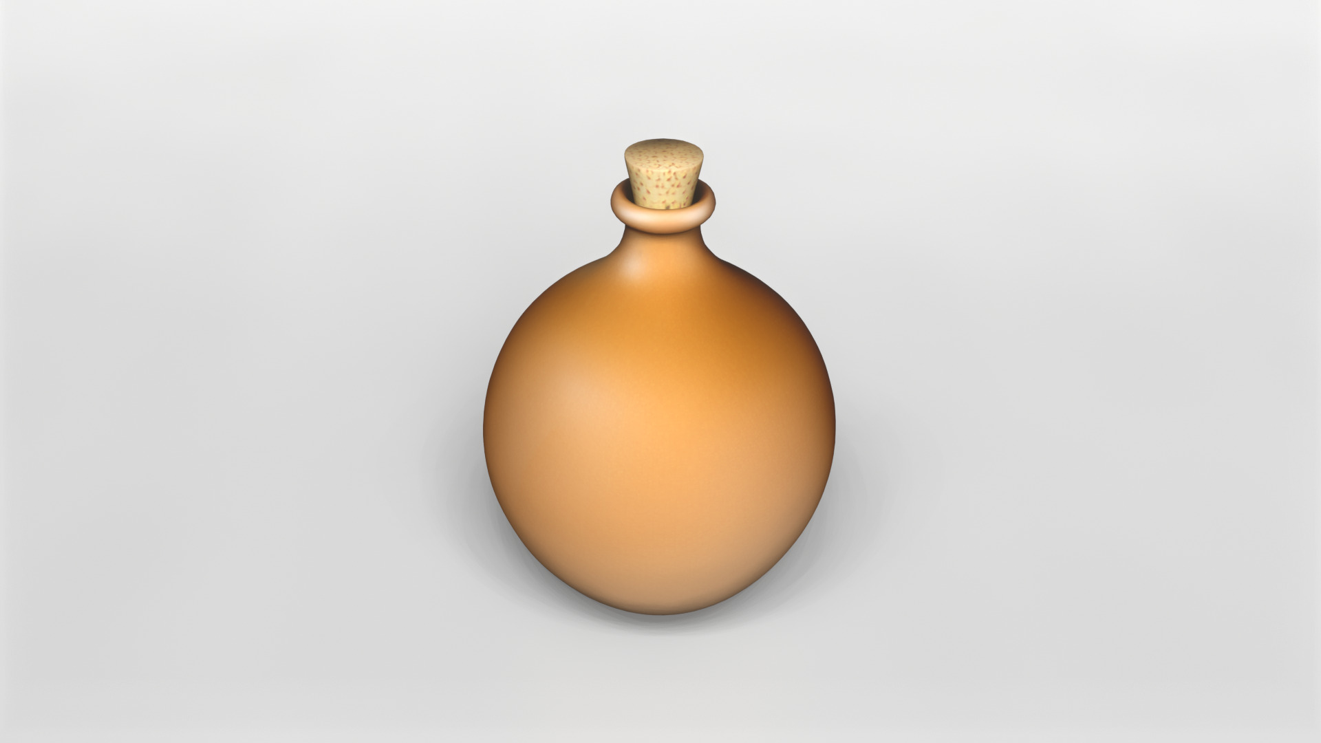 Round Terracotta Flask with Cork Stopper 3D model_4