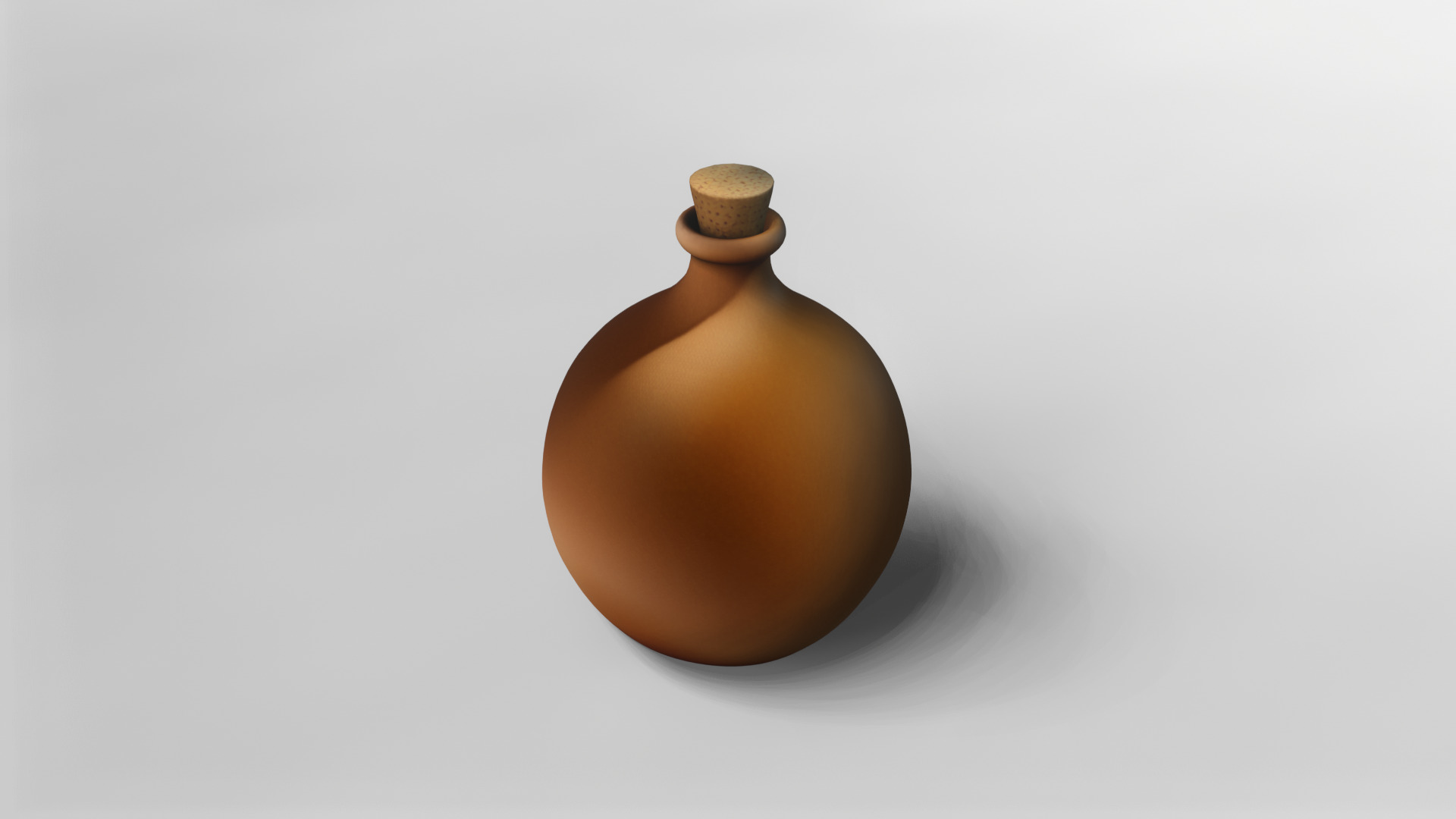 Round Terracotta Flask with Cork Stopper 3D model_2