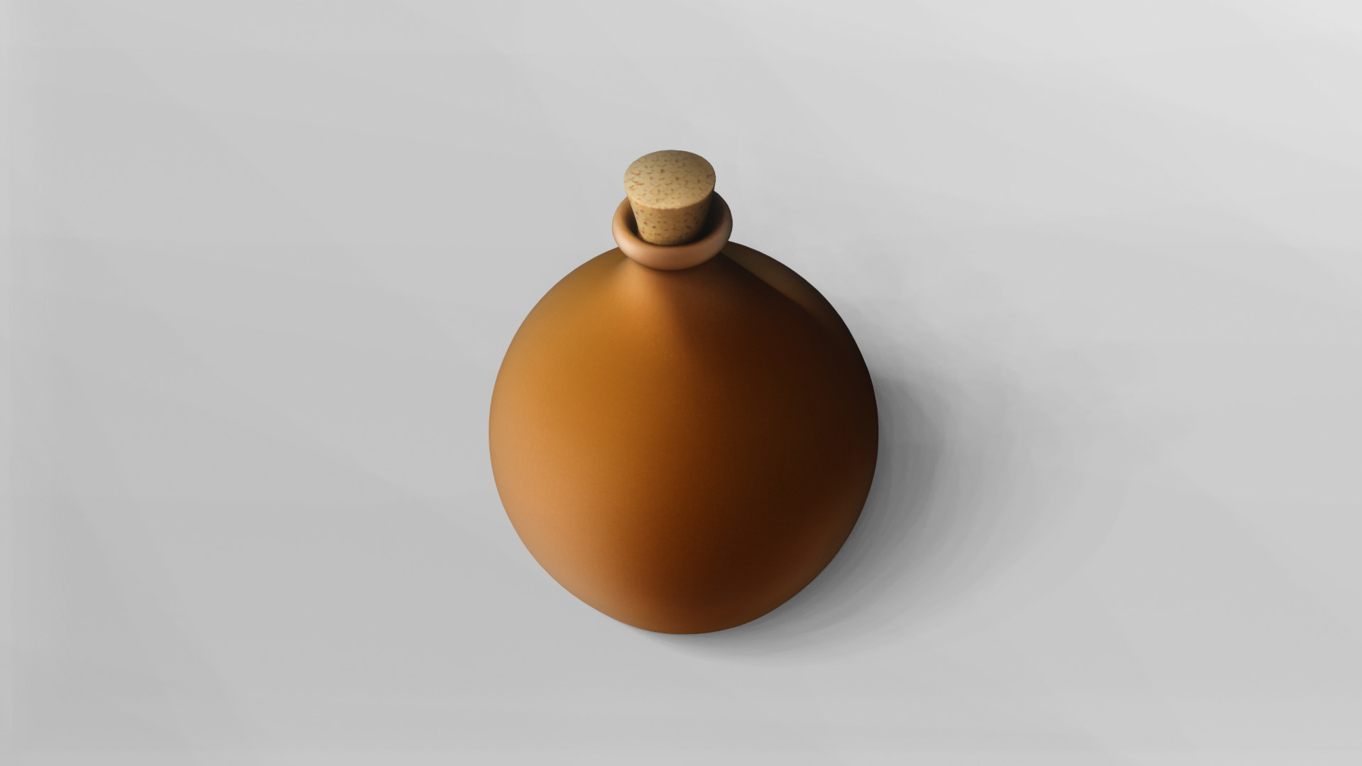 Round Terracotta Flask with Cork Stopper 3D model_5
