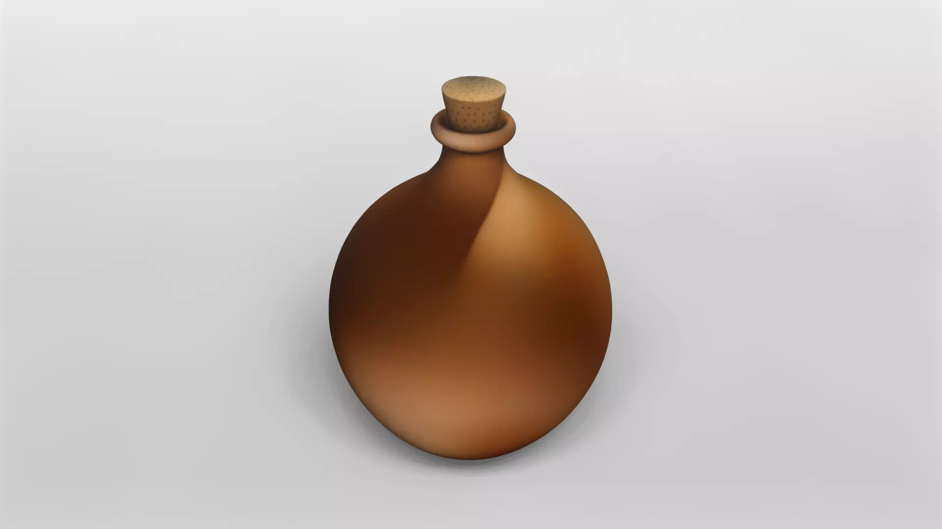 Round Terracotta Flask with Cork Stopper 3D model_0