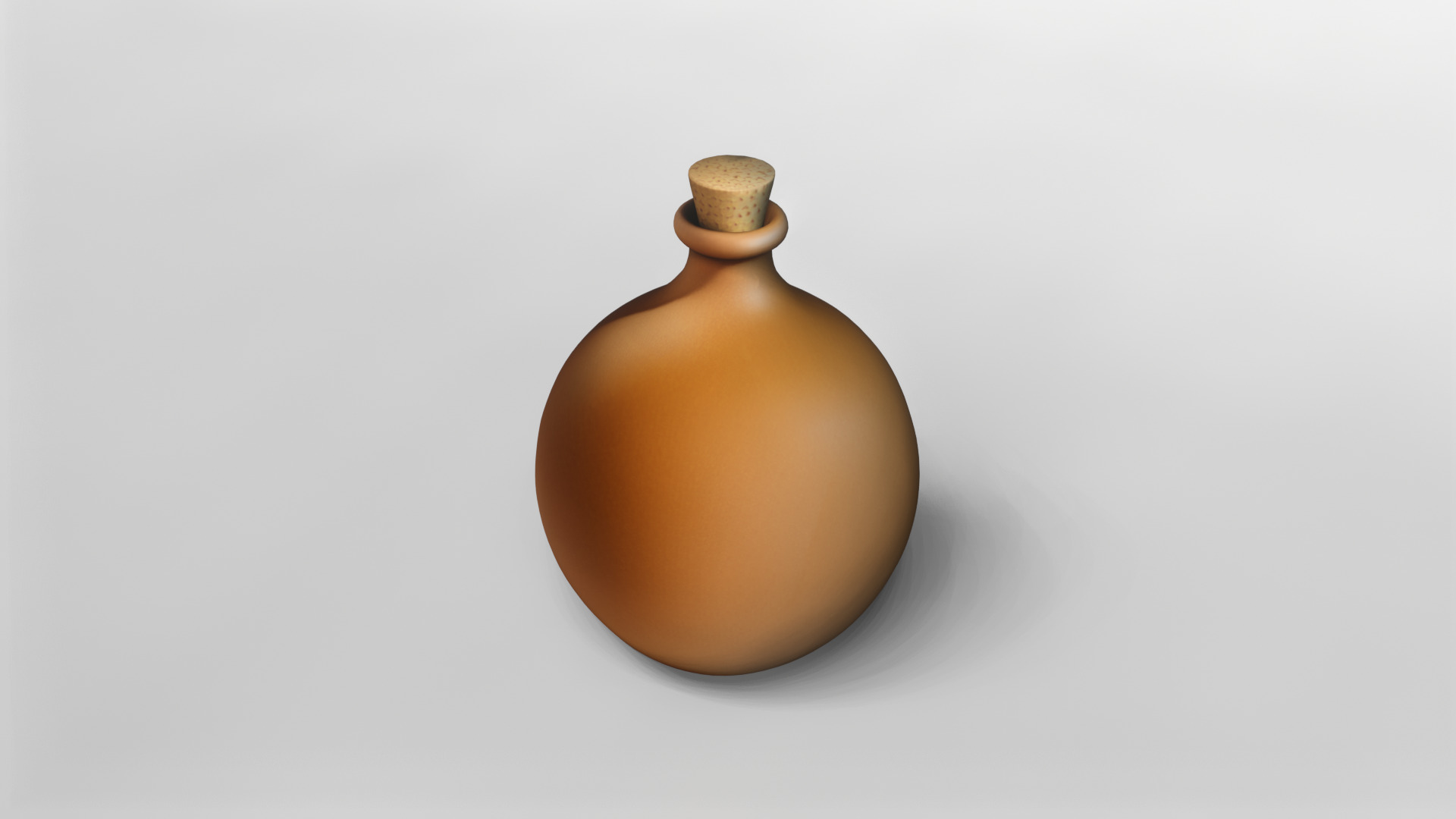 Round Terracotta Flask with Cork Stopper 3D model_3