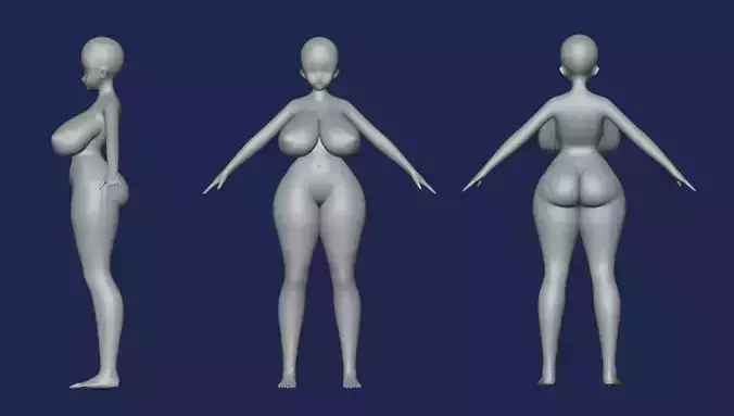 Anime-style female base model 3d