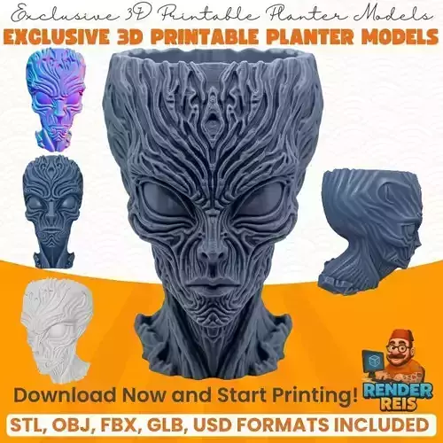Alien Head Planter 3D model