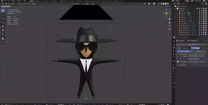 Stylized Cute Secret Agent Character