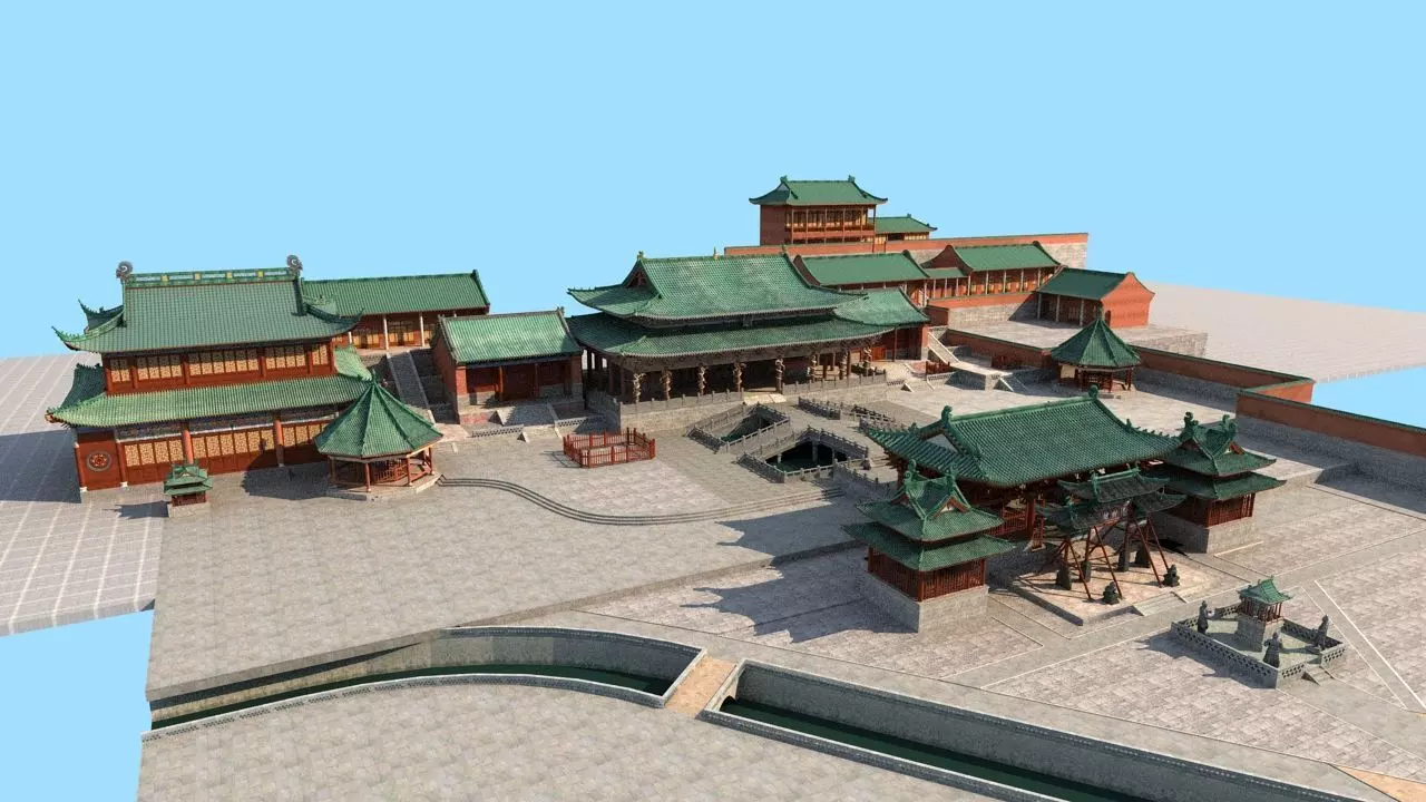 Ancient Chinese architecture 3D model_0