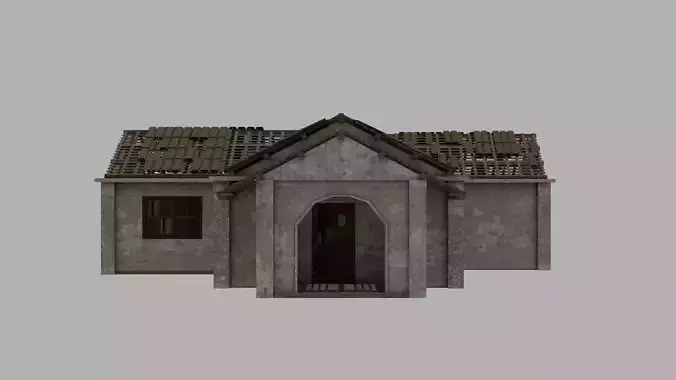 Abandoned Old House With Destroyed Roof