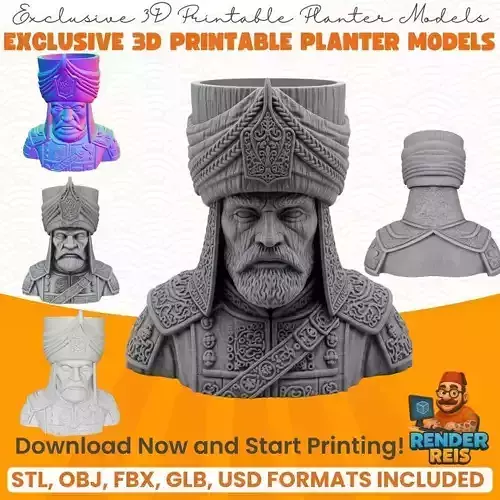 Sultan Mehmed the Conqueror Bust Planter 3D model