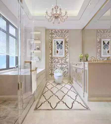 European Classic Bathroom Interior Scene 3D model