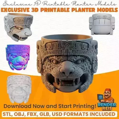 Jaguar Mask Planter 3D model