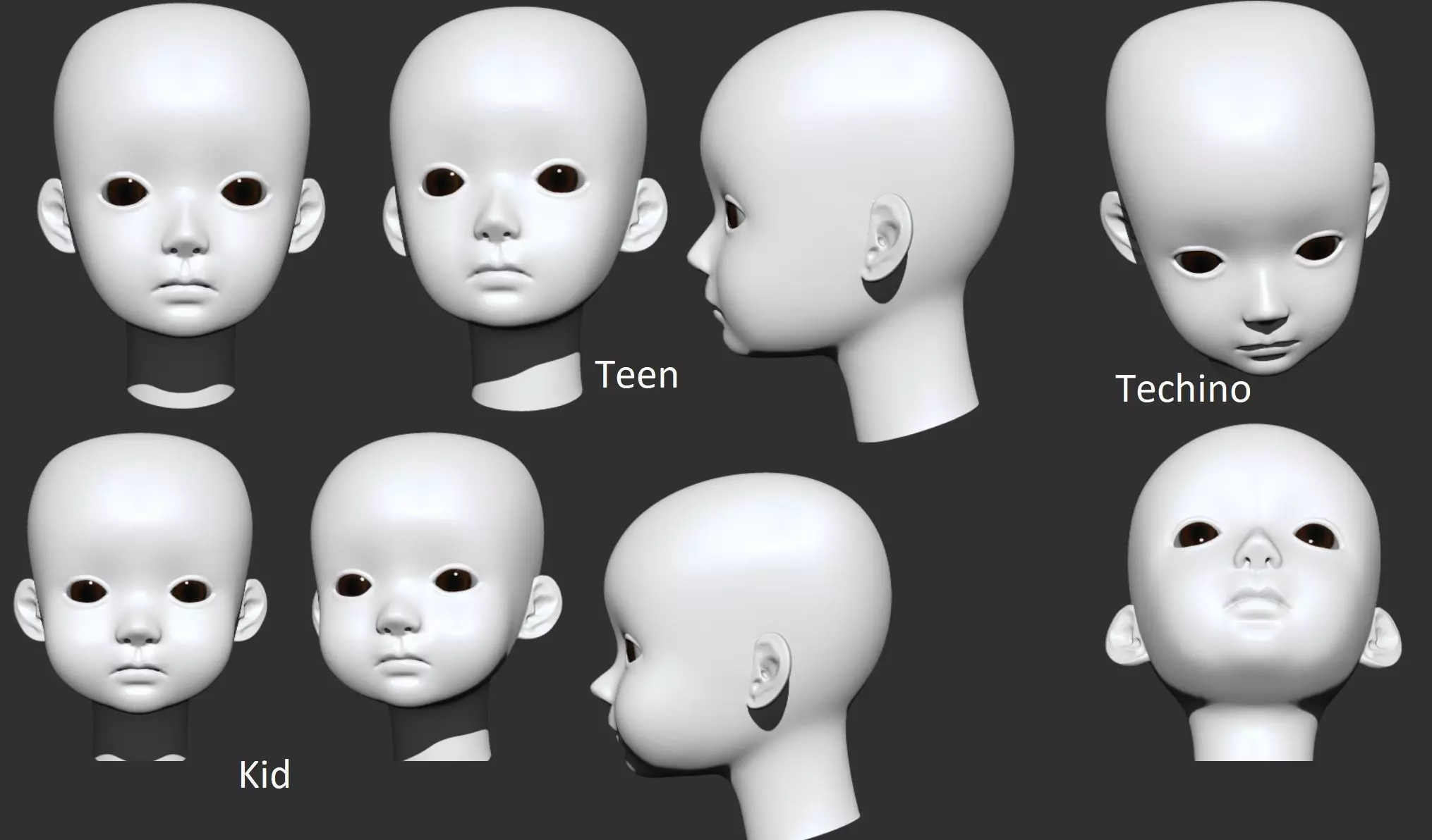 2 Doll Heads  3D print 3D print model_0