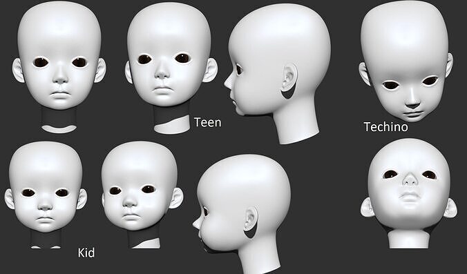 2 Doll Heads  3D print 3D print model