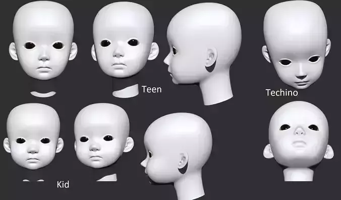 2 Doll Heads  3D print 3D print model