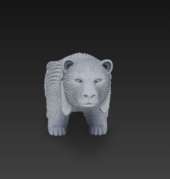 Bear Planter Native American Inspired 3D Print Object 3D model_7