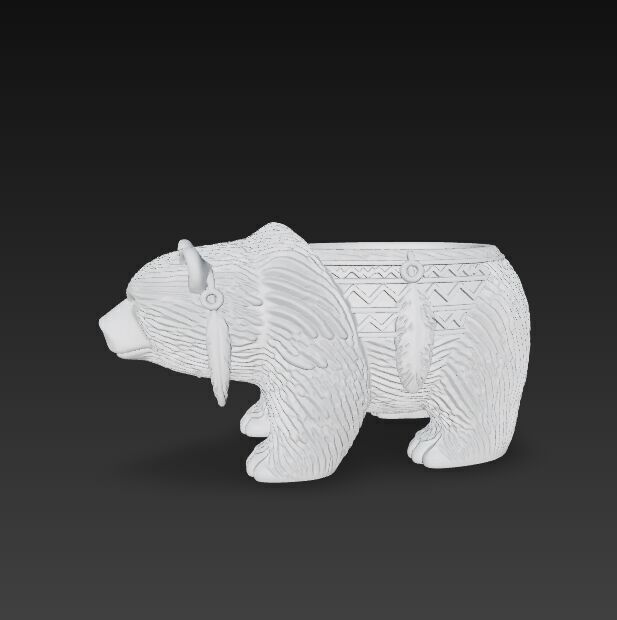 Bear Planter Native American Inspired 3D Print Object 3D model_24