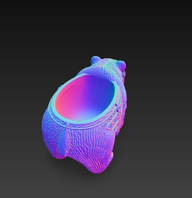 Bear Planter Native American Inspired 3D Print Object 3D model_10