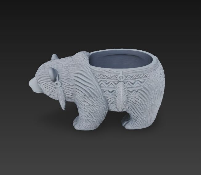Bear Planter Native American Inspired 3D Print Object 3D model_2