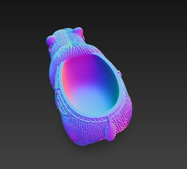 Bear Planter Native American Inspired 3D Print Object 3D model_11