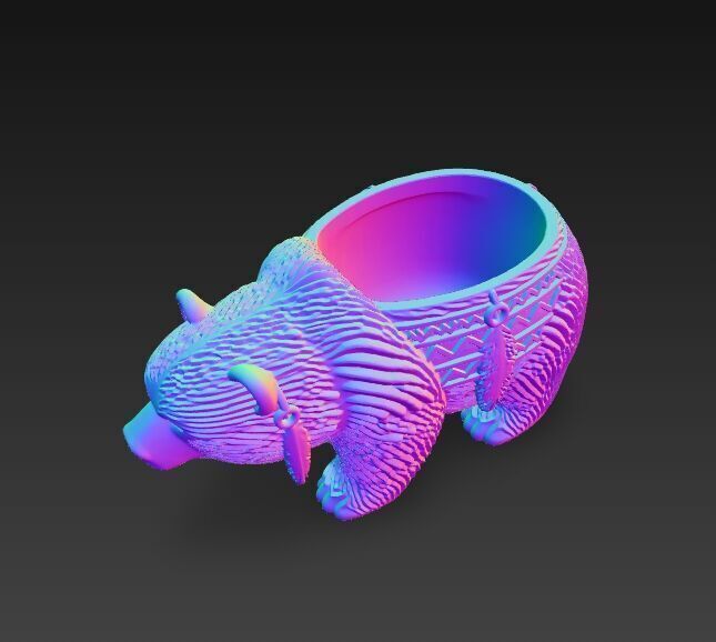 Bear Planter Native American Inspired 3D Print Object 3D model_13
