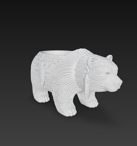Bear Planter Native American Inspired 3D Print Object 3D model_19