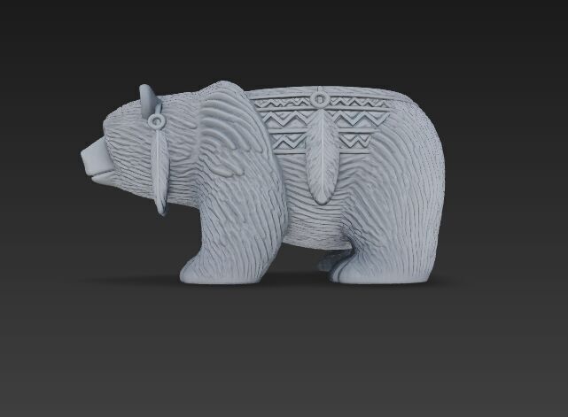 Bear Planter Native American Inspired 3D Print Object 3D model_5