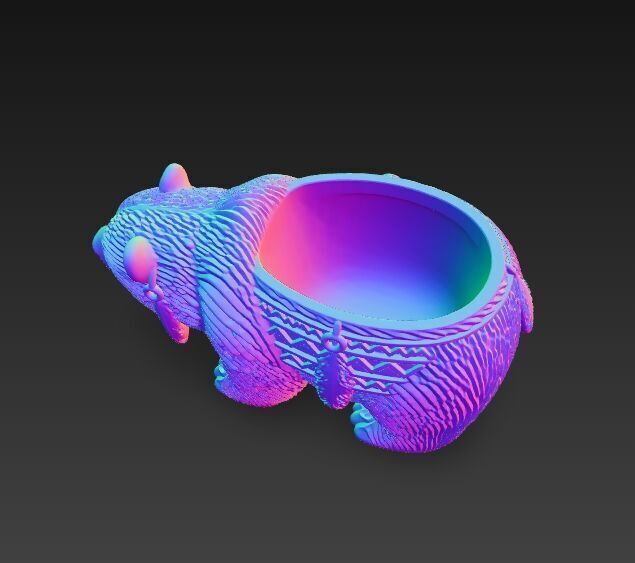 Bear Planter Native American Inspired 3D Print Object 3D model_12