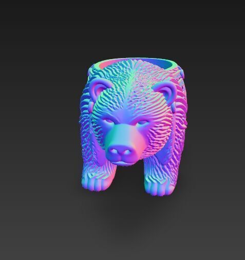 Bear Planter Native American Inspired 3D Print Object 3D model_15