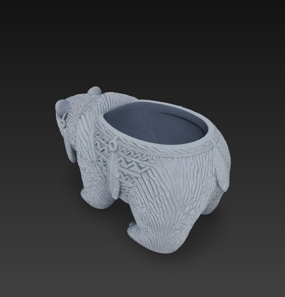 Bear Planter Native American Inspired 3D Print Object 3D model_4