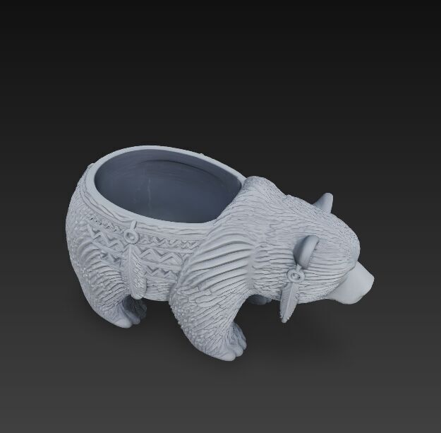 Bear Planter Native American Inspired 3D Print Object 3D model_1