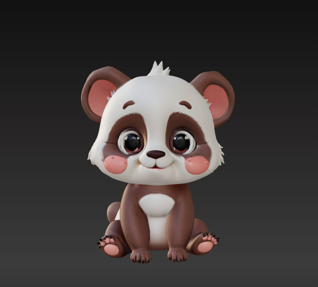 Adorable Panda Trio Cute 3D Printable Figurine Set 3D print model_5