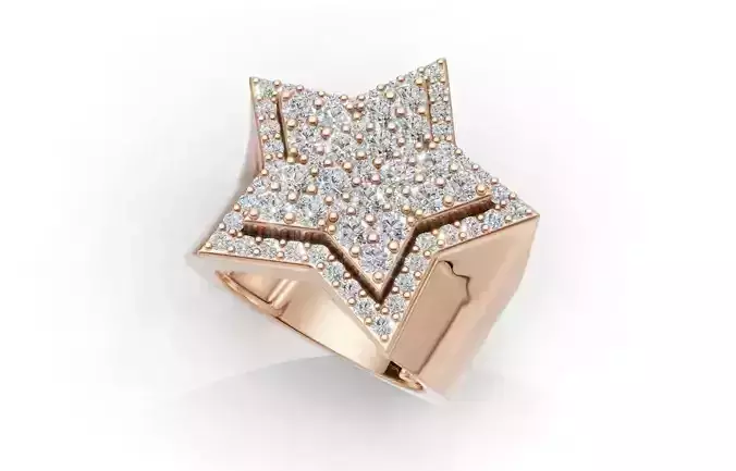 Luxury Star-Shaped Diamond Ring 3D print model