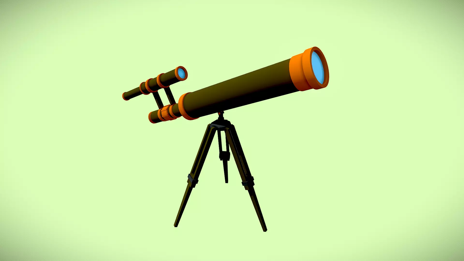 Old Telescope lowpoly Low-poly 3D model_0