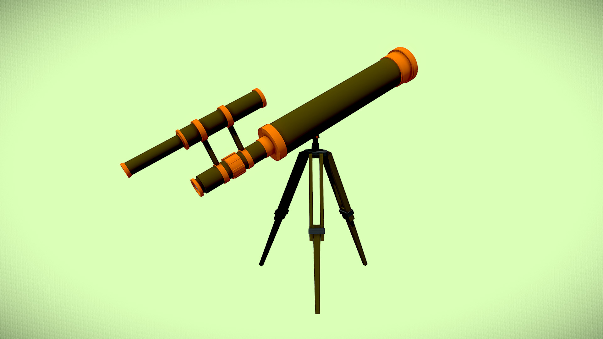 Old Telescope lowpoly Low-poly 3D model_1