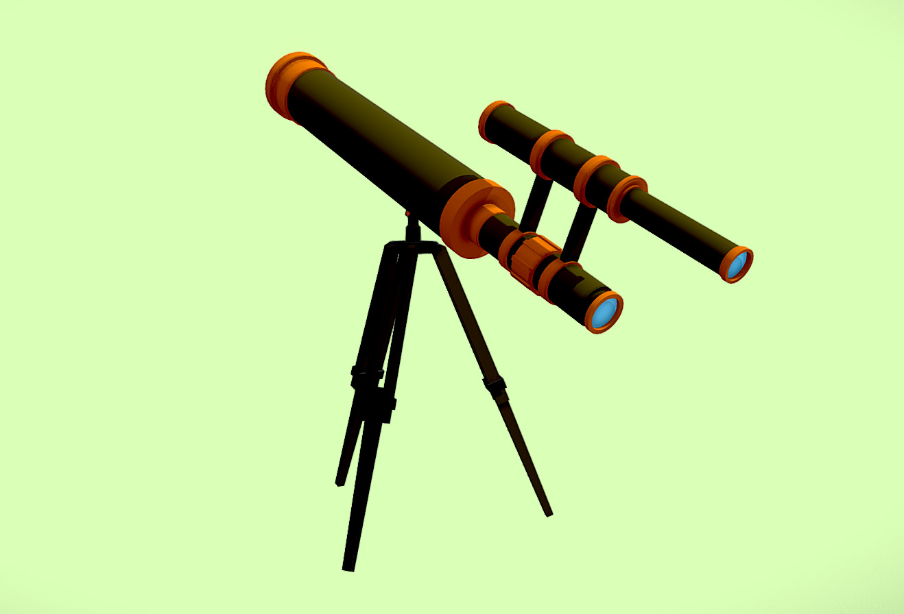 Old Telescope lowpoly Low-poly 3D model_2