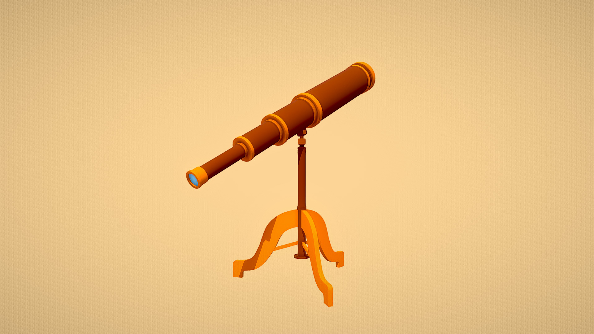 Old Telescope lowpoly Low-poly 3D model_2