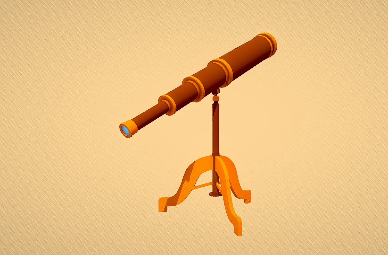 Old Telescope lowpoly Low-poly 3D model_1