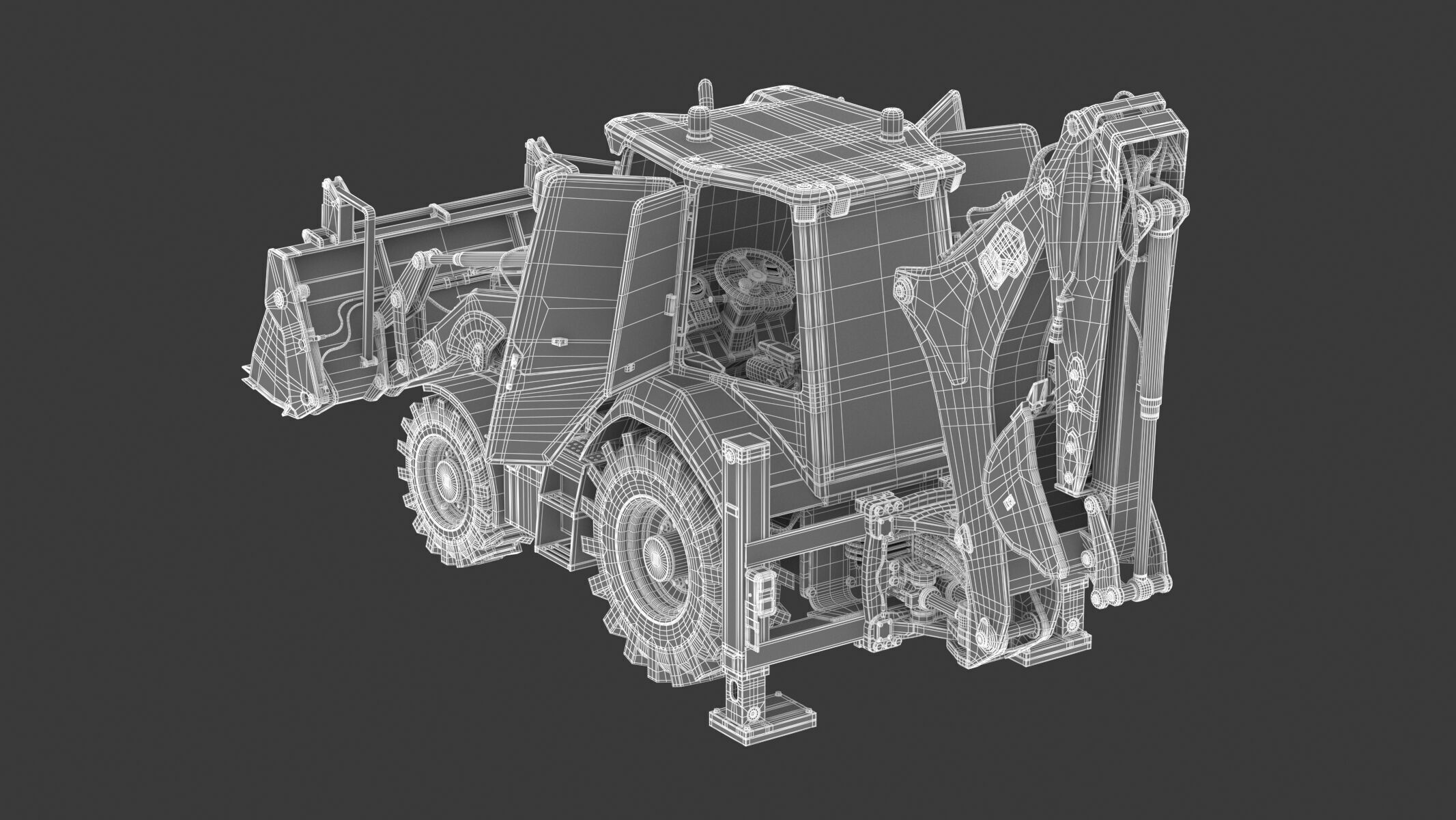 CAT Side Shift Backhoe Loaders 428 3D model_22