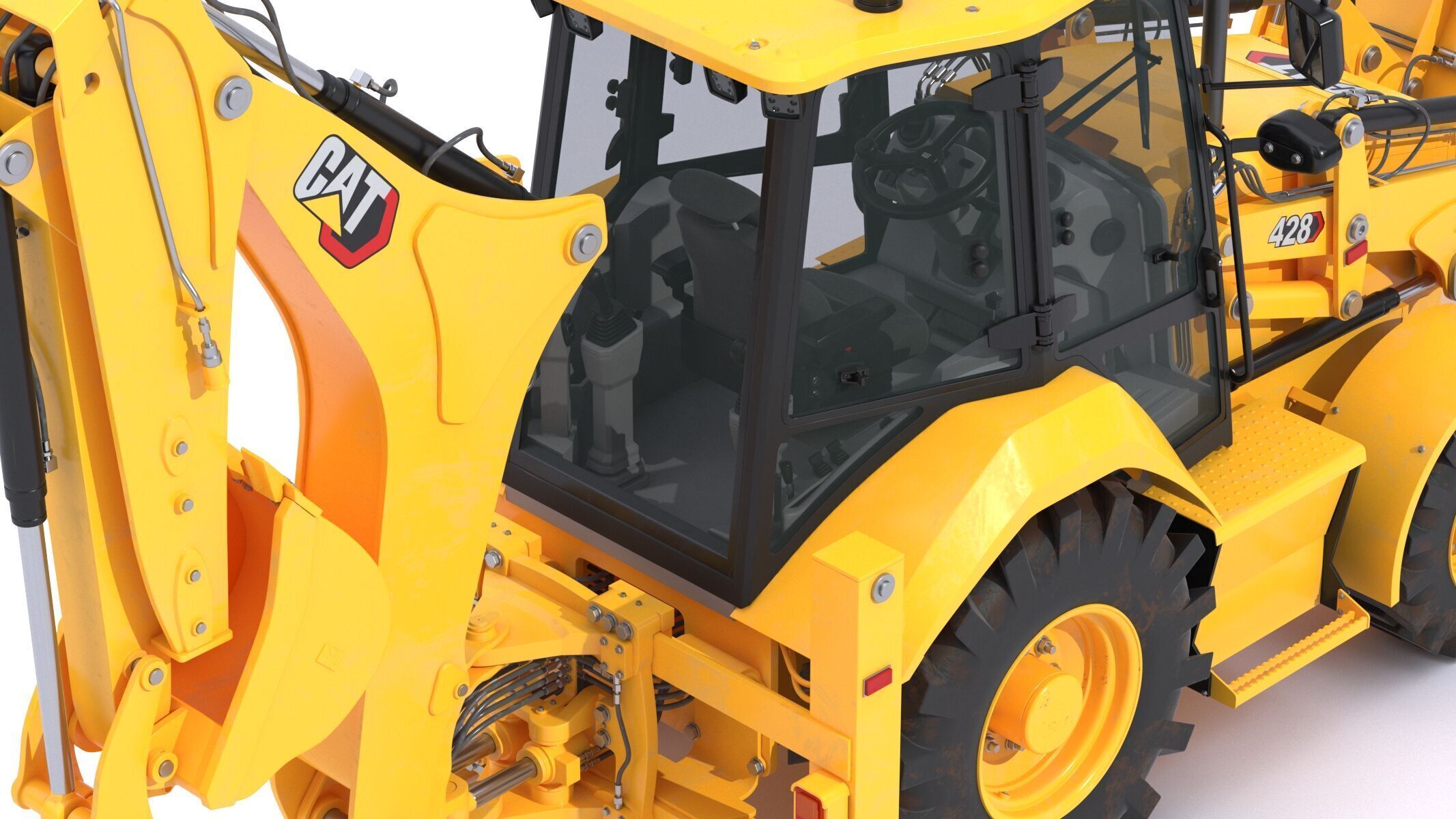 CAT Side Shift Backhoe Loaders 428 3D model_8