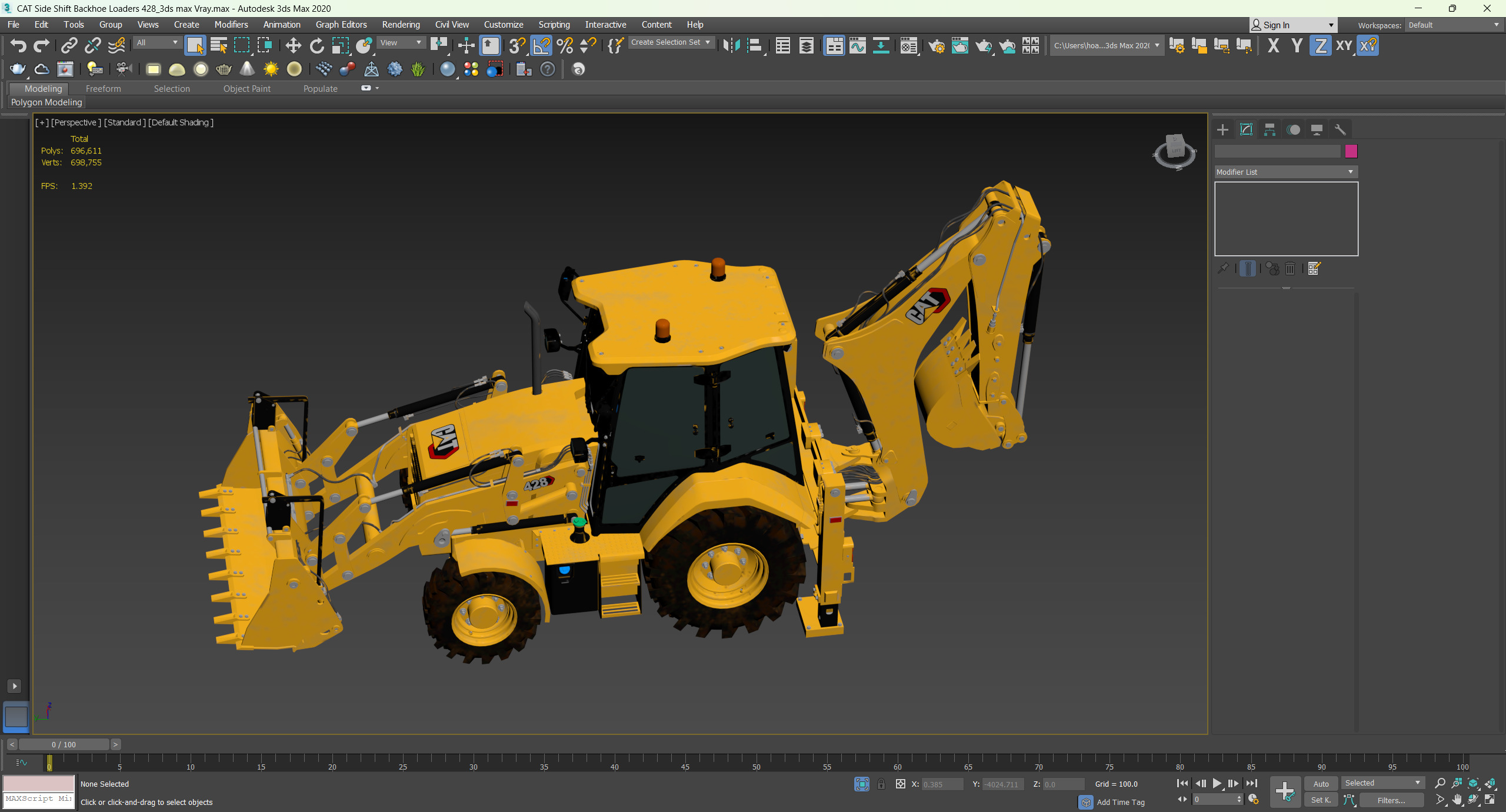 CAT Side Shift Backhoe Loaders 428 3D model_10