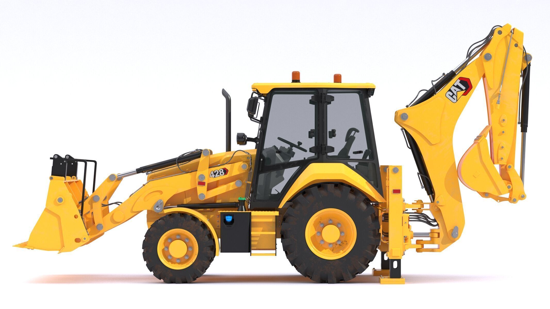 CAT Side Shift Backhoe Loaders 428 3D model_6