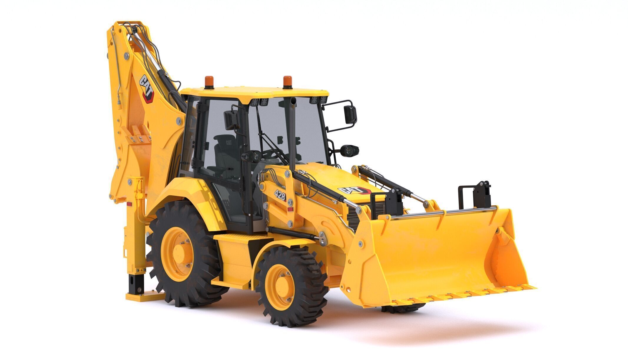 CAT Side Shift Backhoe Loaders 428 3D model_16