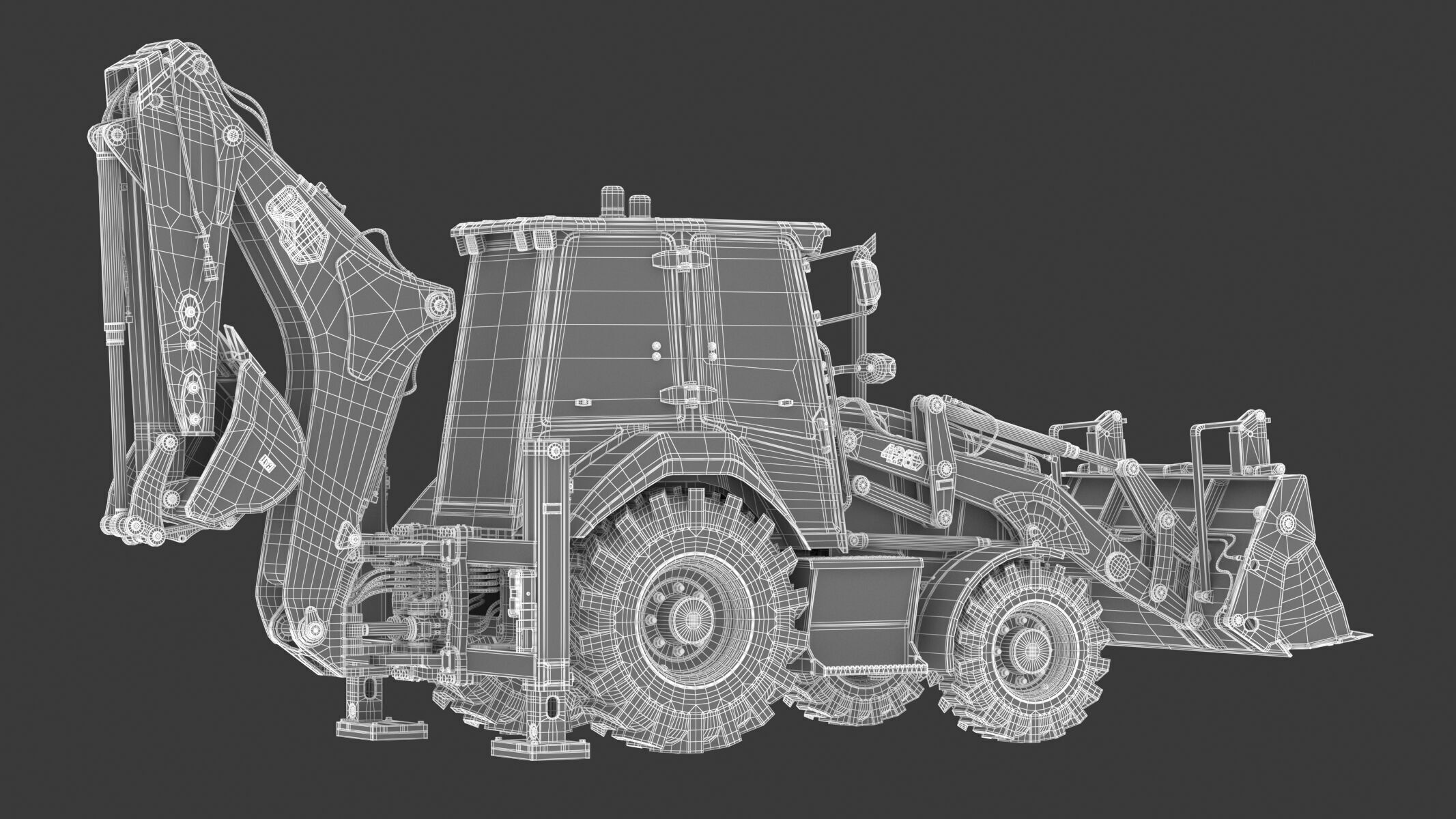 CAT Side Shift Backhoe Loaders 428 3D model_21